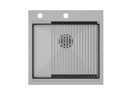 Кухонная мойка Paulmark PM705151-BS+R405-BS 50х50 цвет нержавеющая сталь поверхность матовая