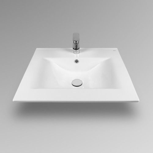 Раковина из сантехнического фарфора Bond Cube S05-600 60х50 встраиваемая цвет белый 1 отверстие под смеситель - фото 3
