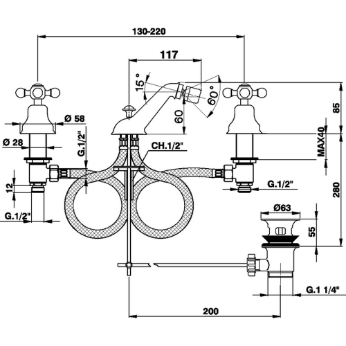 Смеситель Cisal Arcana Ceramic AC00122024 Акция на биде золото - фото 2