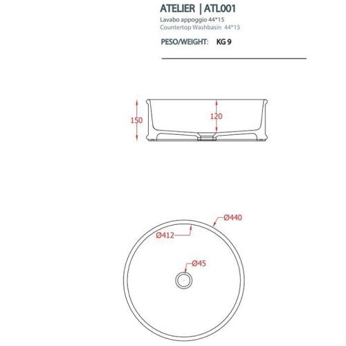 Раковина керамическая Artceram Atelier ATL001 41 00 40х40 накладная цвет коричневый без отверстий под смеситель - фото 2