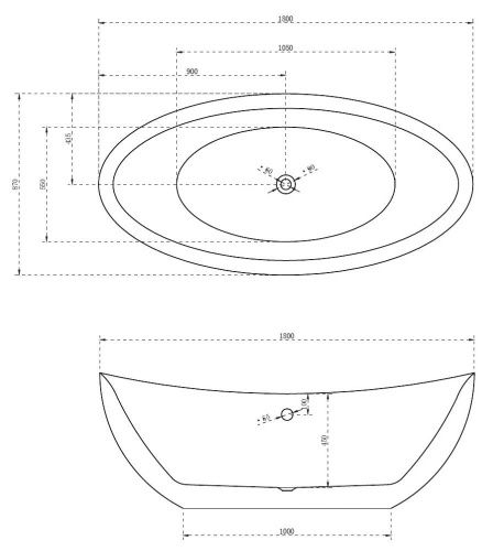 Ванна акриловая Abber AB9248 180х85 отдельностоящая овальная с каркасом - фото 5