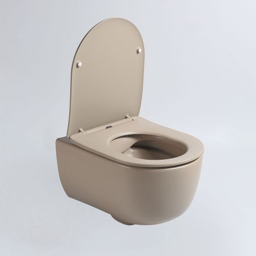 Унитаз подвесной Vincea Evo VT1-34SMC коричневый с сиденьем микролифт безободковый душевой смыв - фото 4