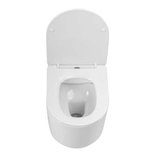 Унитаз подвесной Art&Max Rimini AM204CHR/SC белый с сиденьем микролифт каскадный смыв - фото 5