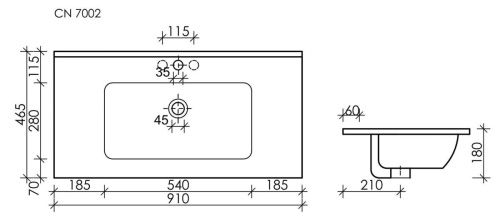 Раковина из сантехнического фарфора Ceramica Nova ELEMENT CN7002MB 90х50 накладная цвет черный 1 отверстие под смеситель - фото 5