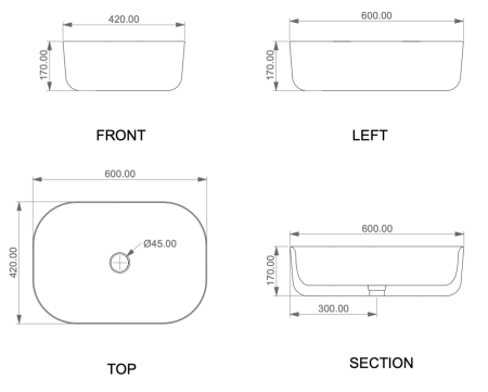 Раковина керамическая GSG Ceramic Design Hit! HILAVRE60000 60х40 накладная цвет белый без отверстий под смеситель