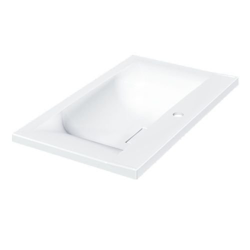 Раковина из искусственного камня Vincea VCB-3M750W 80х50 встраиваемая цвет белый 1 отверстие под смеситель - фото 4