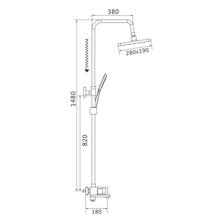 Душевая стойка Shevanik S9036H настенная цвет черный