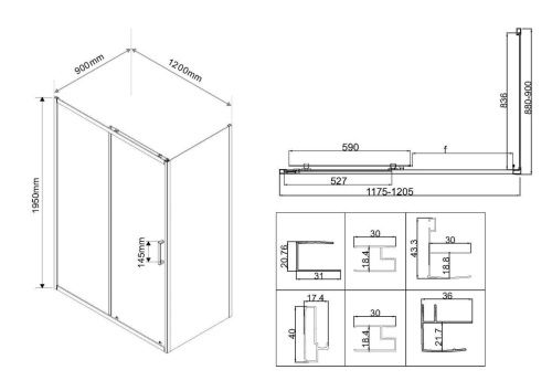 Душевой уголок Vincea City VSR-5CT9012MT 120х90 стекло текстурное профиль хром без поддона - фото 4