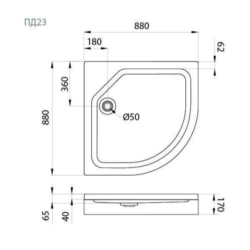 Душевой поддон акриловый Тритон Щ0000038721 90х90 белый с каркасом - фото 2