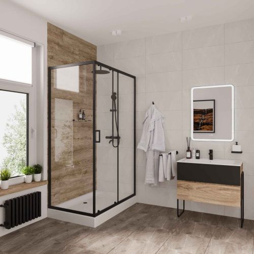 Душевой уголок Niagara Nova 68120812BLACK 120х80 стекло прозрачное профиль черный без поддона - фото 2