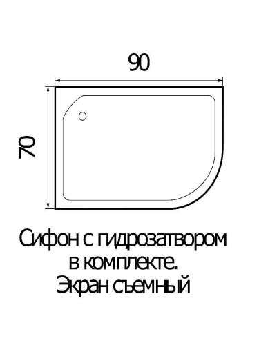 Душевой поддон акриловый Wemor 10000000716 90х70 белый с каркасом - фото 2