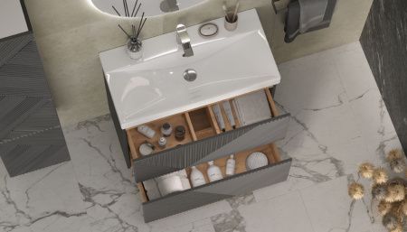 Тумба под раковину Velvex EDGE tn.EDG.9696.80.2Y графит 80х40 напольная цвет серый