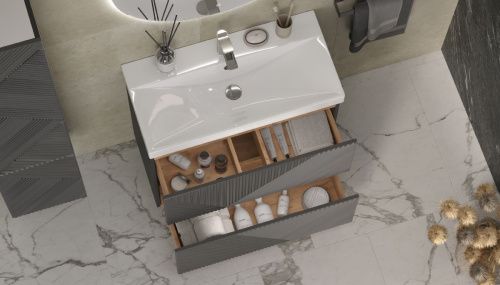 Тумба под раковину Velvex EDGE tn.EDG.9696.80.2Y графит 80х40 напольная цвет серый - фото 4