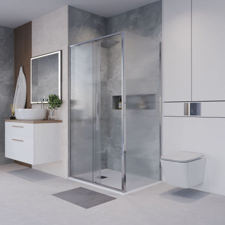 Душевой уголок Niagara Nova NG-65-13CH-CH80-34 130х80 стекло шиншилла профиль хром без поддона