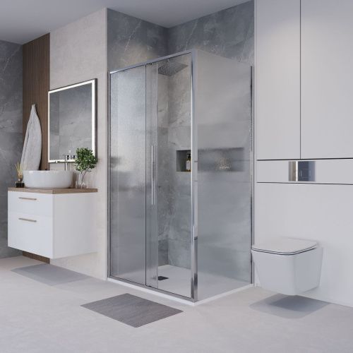 Душевой уголок Niagara Nova NG-65-13CH-CH80-34 130х80 стекло шиншилла профиль хром без поддона - фото 3