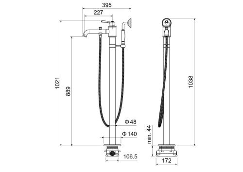 Смеситель Aquatek КЛАССИК AQ1545PG напольный золото - фото 4