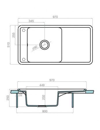 Кухонная мойка Aquaton Беллис 1A725132BS220 95х50 цвет бежевый