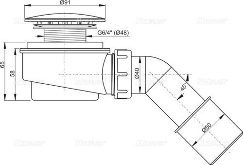 Сифон для душевого поддона Alcadrain A471CR-60 белый - фото 2