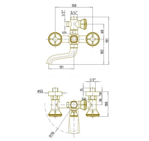 Душевая стойка Bronze de Luxe 10121F настенная цвет бронза - фото 3