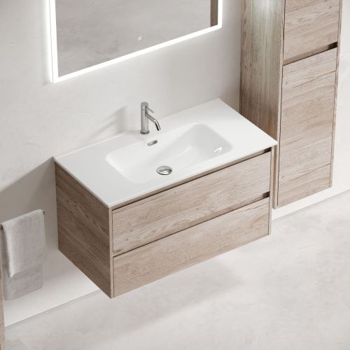 Тумба под раковину Sancos Libra LB90EG 90х50 подвесная цвет коричневый - фото 5