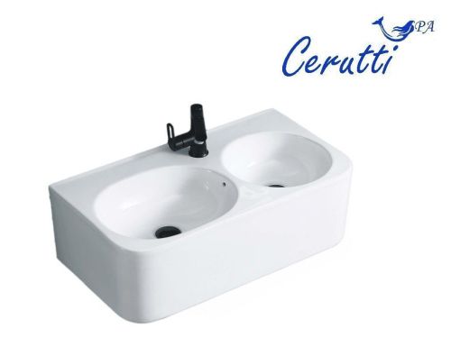 Раковина из сантехнического фарфора Cerutti SPA СТ9699 80х40 подвесная цвет белый 1 отверстие под смеситель - фото 2