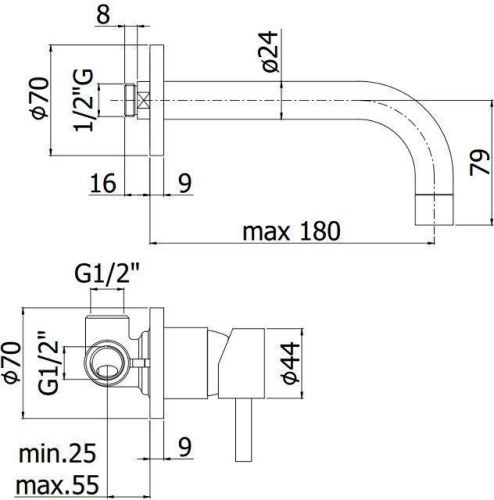 Смеситель для раковины Paffoni Stick SK006CR70 встраиваемый в стену хром - фото 2