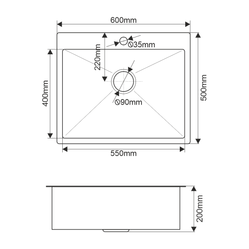 Кухонная мойка Melana ProfLine MLN-R6050HK+коландер 60х50 цвет серый поверхность матовая - фото 2