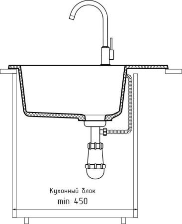 Кухонная мойка Granfest Rondo R-580L графит 60х45 цвет серый поверхность матовая