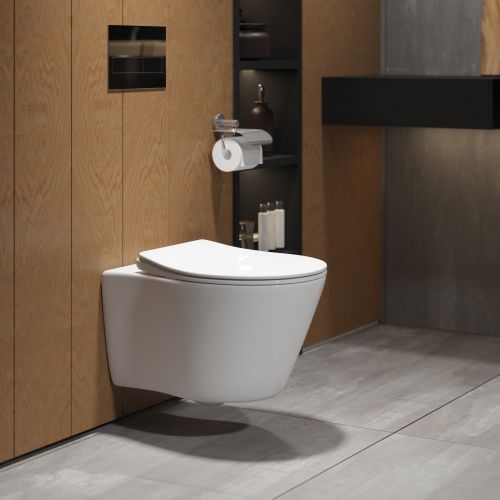 Унитаз подвесной Grossman Санфаянс GR-4459S белый с сиденьем микролифт безободковый каскадный смыв - фото 4