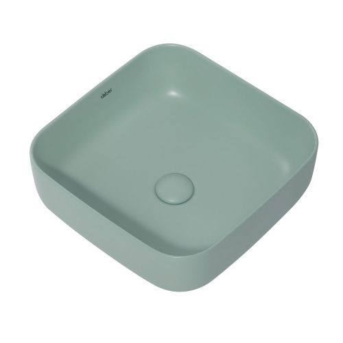 Раковина из сантехнического фаянса Abber RECHTECK AC2211MCG 40х40 накладная цвет зеленый без отверстий под смеситель - фото 4