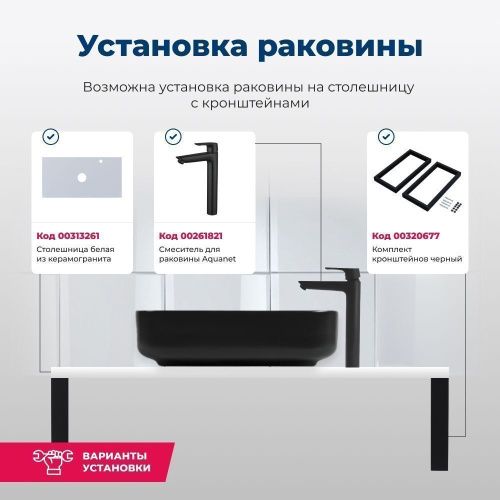 Раковина керамическая Aquanet Soul SOUL-1-MB 50х40 накладная цвет черный без отверстий под смеситель - фото 5