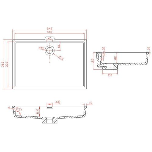 Раковина из искусственного камня MonteBianco Castello Uno 12113 50х40 встраиваемая цвет белый без отверстий под смеситель - фото 5