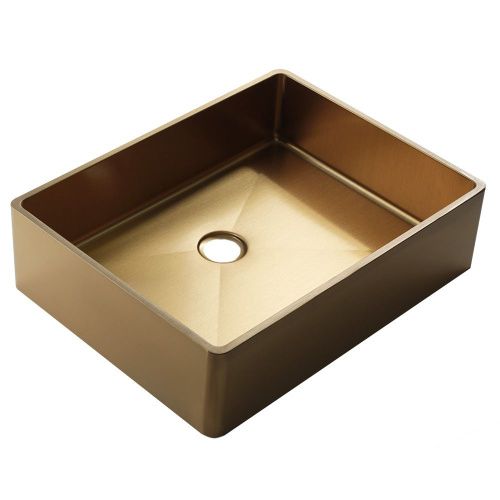 Раковина из нержавеющей стали Melana MLN-D4837G Castle 50х40 накладная цвет золото без отверстий под смеситель - фото 3