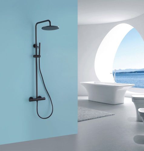 Душевая стойка Abber AF8160B настенная цвет черный с термостатом - фото 2