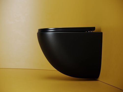 Унитаз подвесной Ceramica Nova VOGUE CN4008TMB черный с сиденьем микролифт безободковый смыв торнадо - фото 3