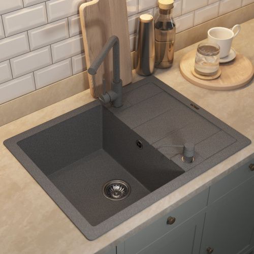 Кухонная мойка Uperwood Quartz Premium UPD-03 3910202110 65х50 цвет серый поверхность матовая - фото 3