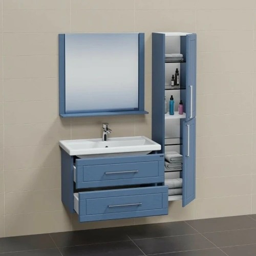 Тумба под раковину СанТа Венера 221011 80х40 подвесная цвет синий - фото 3