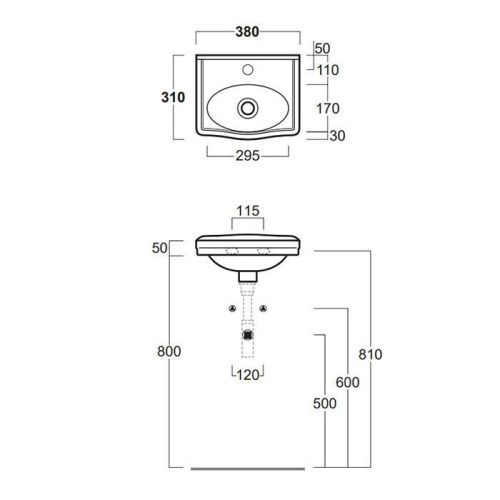 Раковина из сантехнического фаянса Simas Londra LO944bi*1 40х30 подвесная цвет белый 1 отверстие под смеситель - фото 2