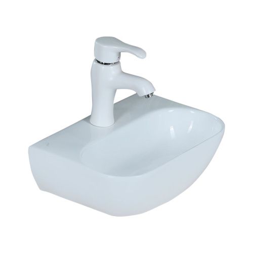 Раковина из сантехнического фарфора Melana A265-803 42х28 подвесная цвет белый 1 отверстие под смеситель - фото 5