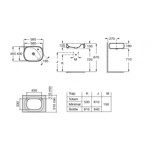 Раковина Roca 73270B8640 60х40 накладная цвет черный - фото 3