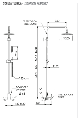 Душевая стойка Remer Infinity I37A7RV54Qi настенная цвет хром - фото 2