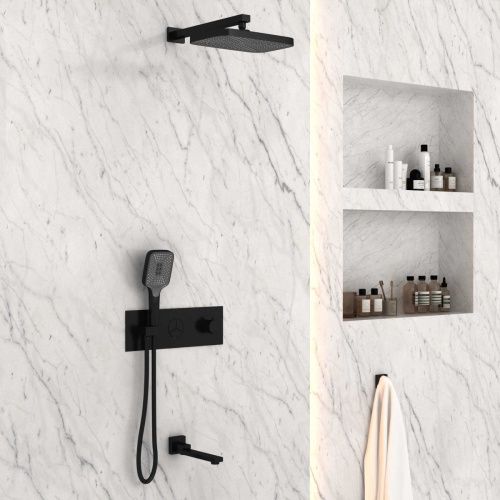 Душевая система Vincea VSFW-432T1MB встраиваемая в стену цвет черный с термостатом