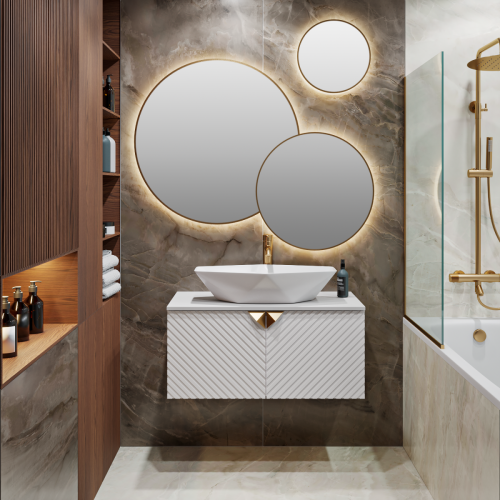 Тумба под раковину Runo Андорра 00-00004644 70х50 подвесная цвет белый - фото 4