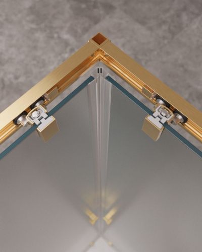 Душевой уголок Cezares MOLVENO MOLVENO-A-2-90-P-BORO 90х90 стекло рифленое профиль золото без поддона - фото 3