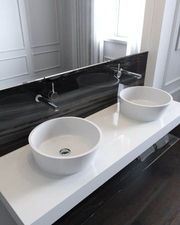 Раковина из искусственного камня Holbi ALMATEA 1.02.002.11.1 40х40 накладная цвет белый без отверстий под смеситель