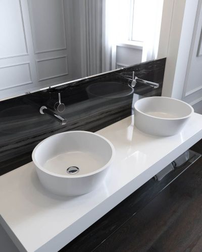 Раковина из искусственного камня Holbi ALMATEA 2.02.002.44.4 40х40 накладная цвет серый - фото 5