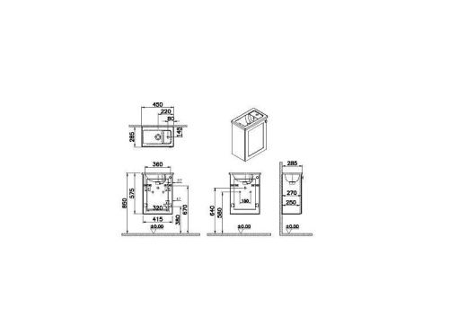 Тумба с раковиной Vitra Root Classic 68608 50х30 подвесная цвет синий - фото 2