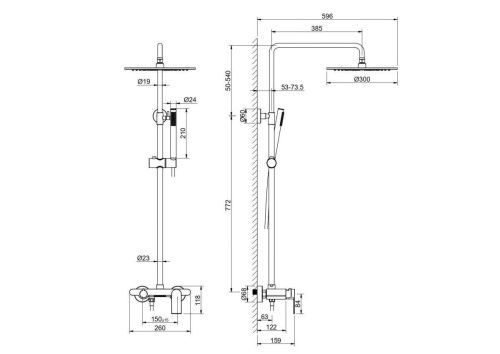 Душевая стойка Aquatek ЛИРА AQ2440MB настенная цвет черный - фото 4