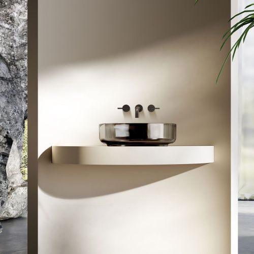 Раковина из полиэфирной смолы Vincea VBS-6T16B 50х50 накладная цвет черный без отверстий под смеситель