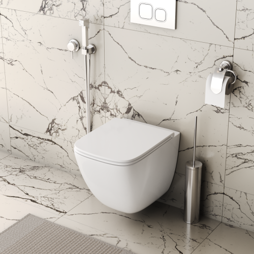 Унитаз подвесной Grossman Торнадо GR-4497SQC белый с сиденьем микролифт безободковый смыв торнадо - фото 2